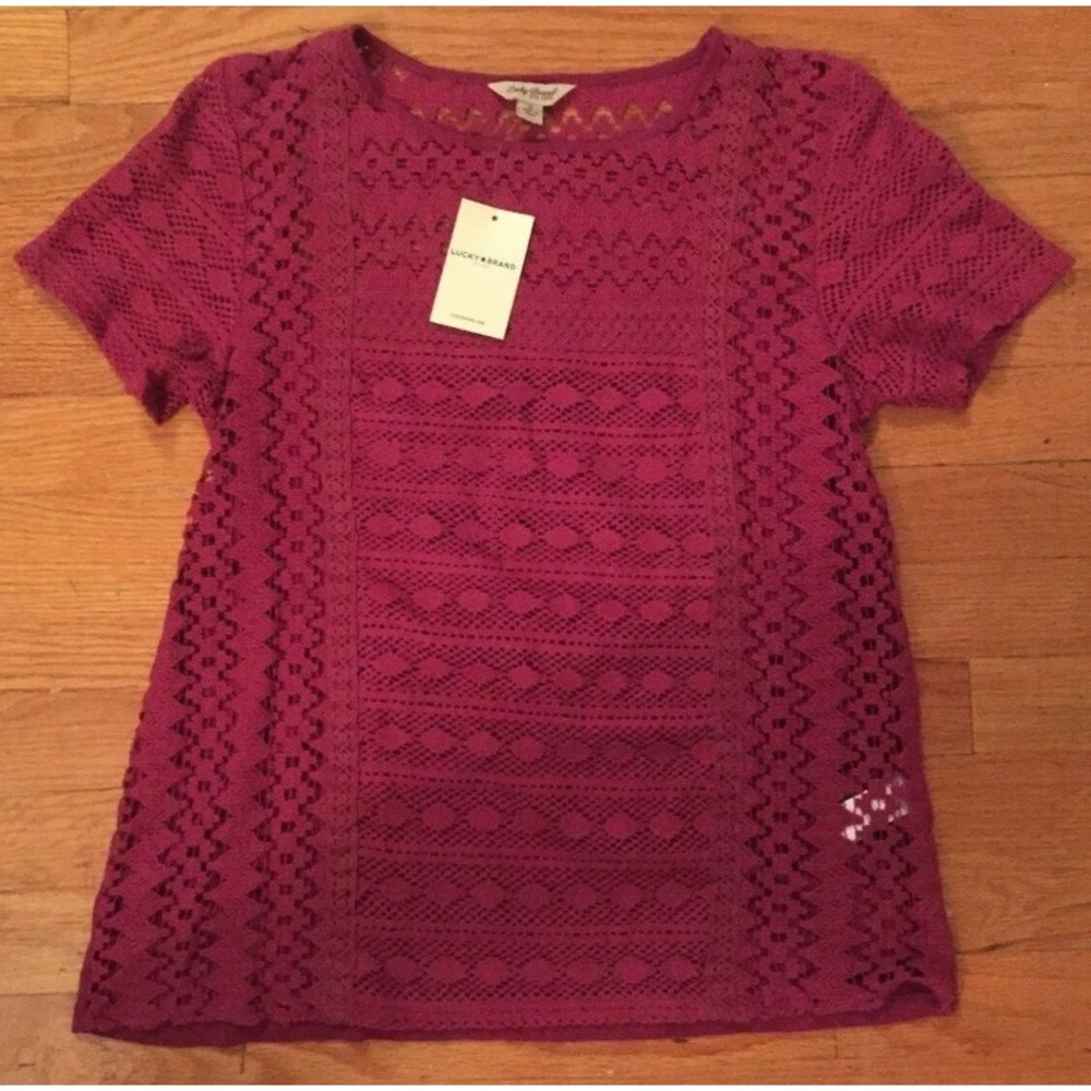 NWT! Lucky Brand Raspberry Woven Top Size S
